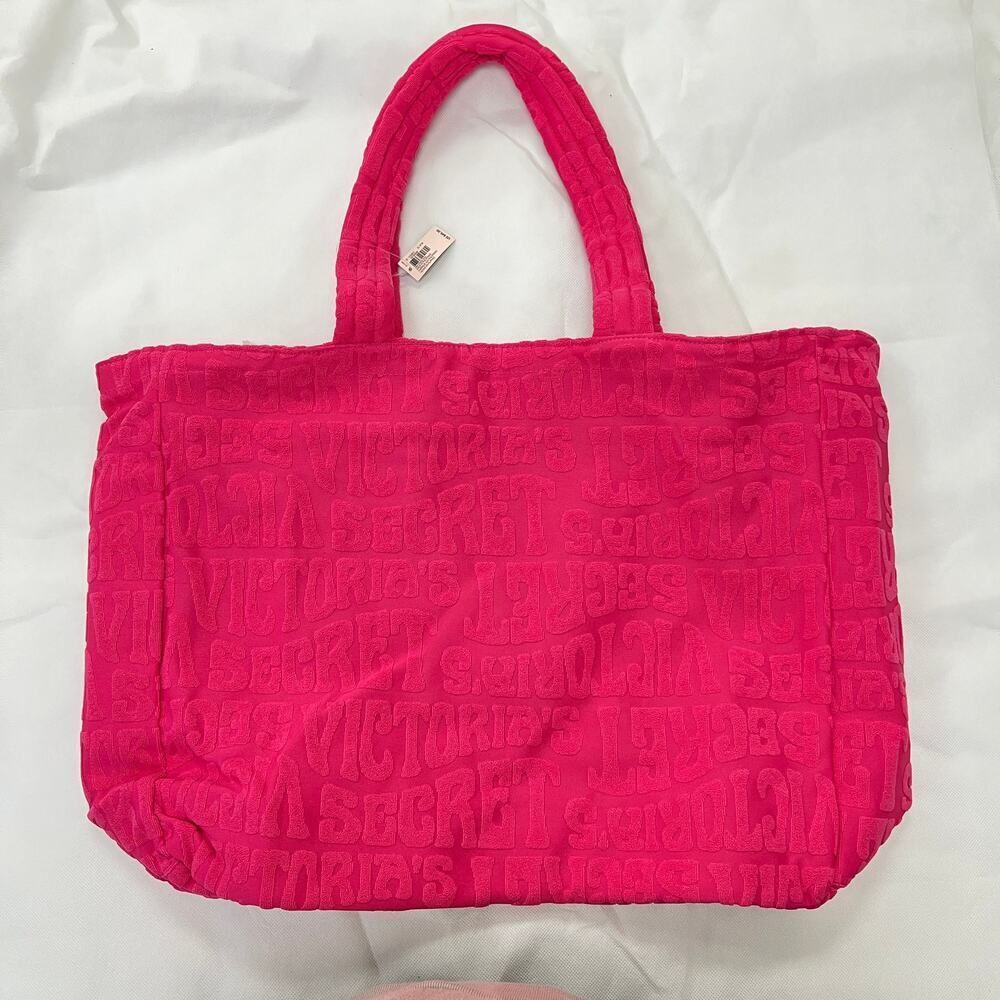 Victoria's Secret Pink Terry Cloth Weekender Zipper Tote Shoulder Bag NWT